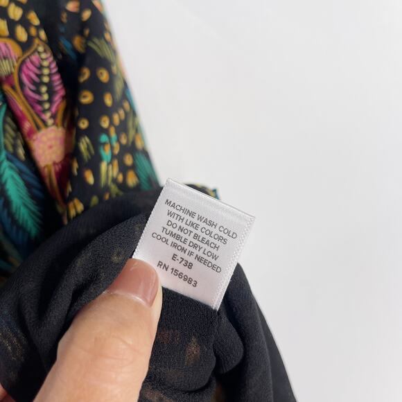 New Evereve XSmall XS Azalea One Shoulder Top Black Green Multi Floral Print - Picture 8 of 9